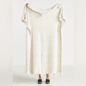 Anthropologie Pommed Bridget Eyelash Throw Blanket Ivory Speckled NWT  6OX50